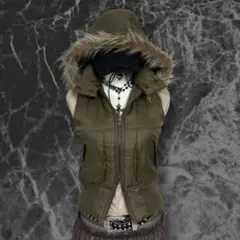 y2k 00s archive 平成ギャル ミリタリー Wジップ ファーベスト