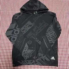 美品　adidas アディダス　ブラック グラフィックジップアップパーカー１５０