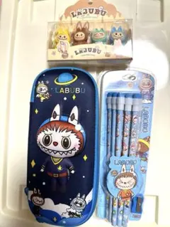 セール！お得！LABUBU 文具セット ペンケースとフィギュア付き