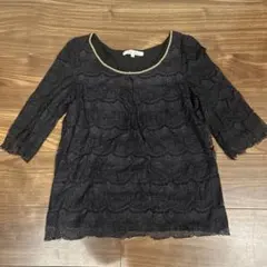 ロペピクニック　ROPEPICNIC 黒 7部丈　レース　トップス　38 M位