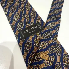 セリーヌ CELINE ネクタイ ネイビー ストライプ シルク