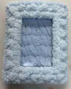もこもこ チェキケース 青 担当カラー 推し活 ハンドメイド　クリアケース付き
