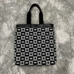 DOLCE&GABBANA D&G 総柄ロゴトートバッグ ブラック/ホワイト