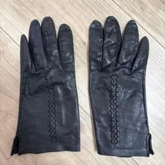黒 レザー 革　手袋　薄手　レディース