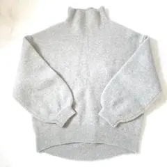 ニコアンド　ニット　アルパカ混　セーター　ハイネック　グレー　ボリューム袖　長袖