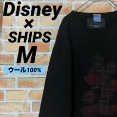 Disney SHIPS ウール 100% ミッキー チェック柄 セーター