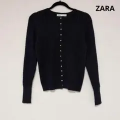 ♡美品♡ ZARA ザラ　黒い長袖カーディガン ビジューボタン　XL