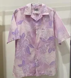 アロハシャツ　メンズL ハイビスカス柄