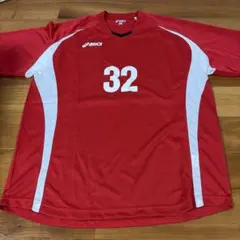 asics サッカーシャツ レッド 背番号32 Mサイズのサムネイル