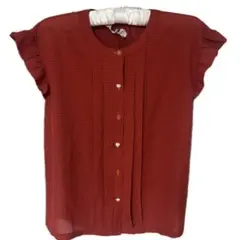 00s 半袖 ブラウス 袖なし フリル ギンガムチェック レトロ ガーリー