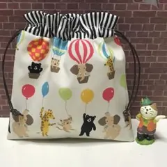 アニマルバルーン♪ハンドメイド＊巾着ポーチ♪巾着袋☆