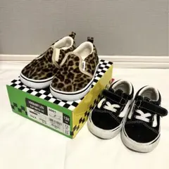 VANSスニーカー 2足セット ブラック ヒョウ柄13.5 【箱無しで発送】