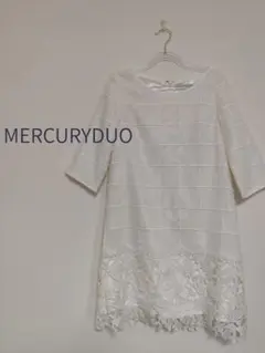 MERCURYDUO ホワイト チェック柄 ワンピース F