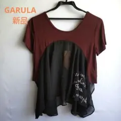 新品タグ付き【GARULA】バーガンディ・シフォン半袖カットソー サイズМのサムネイル