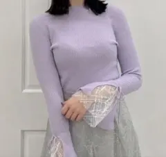 dazzlin 長袖ニット ヘムレースリブニットトップス