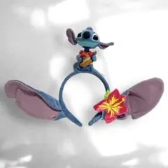 ディズニー スティッチ カチューシャ 首振り ぬいぐるみ 花飾り付き