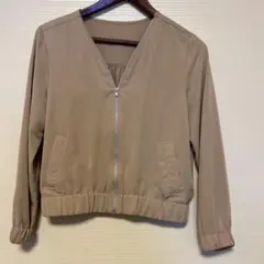ノーカラージッパージャケット　ベージュのサムネイル