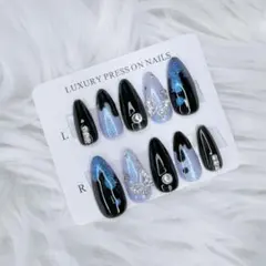 ♡地雷 蝶　パープル　ブラック　ネイルチップ 現品 ♡のサムネイル
