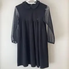 キッズ　130㎝　ベベ　ワンピース　長袖　黒　ブラック　式典　冠婚葬祭　シンプル