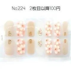 No.224，ネイルシール2枚目以降100円
