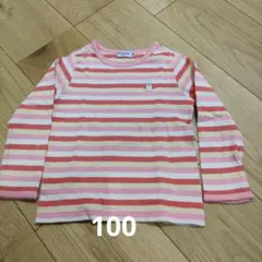 ミキハウス 長袖カットソー 100サイズ ピンクストライプ