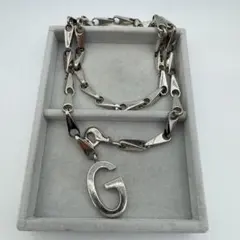 【ヴィンテージ】GUCCI チェーンベルト　75 シルバー　Gロゴ