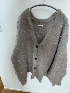 items パール付きカーディガン