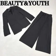 BEAUTY&YOUTH ノーカラー　セットアップ　グレー　ワイドパンツ