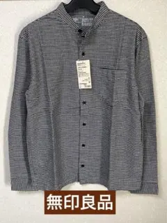★無印良品★ フランネルスタンドカラーシャツ オフ白チェック