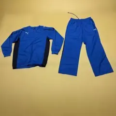 PUMA キッズ　青 長袖ピステ・パンツセット