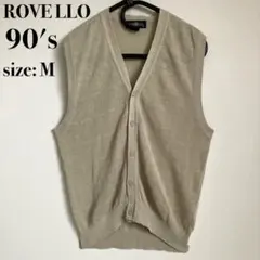 90s ROVELLO 前開き麻アクリルベスト シャドーチェック ライトベージュのサムネイル