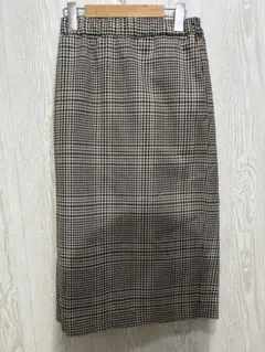 値下げました【ＧＵ】ブラウン系 チェック柄 タイトスカート