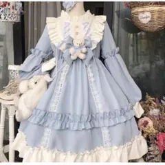 水色 ロリータ ヘドレ 靴 ソックス セット 着画あり