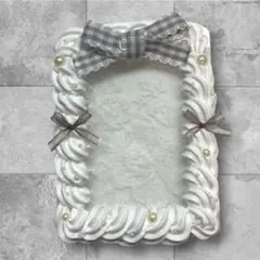 ホイップデコ トレカケース 硬質ケース b8 グレー　ホワイト　パール　リボン