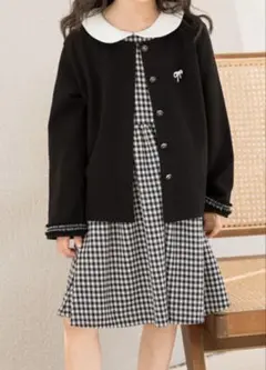 フォーマルワンピース ジャケット セット チェック ブラック 140-150