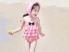 女児水着【130cm】フリルベビー水着/リボン付き/ピンク/女児/女の子/水着