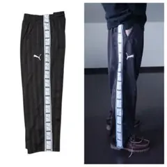 PUMAjapanvintageトラックパンツ黒ロゴテープMストリートジャージ