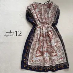 12Twelve Agenda ノースリーブワンピ M 裏地付 総柄 ペイズリーのサムネイル
