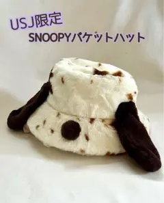 USJ限定 SNOOPY もふもふ　バケットハット　牛柄？ブラウン系
