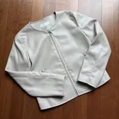 ROPÉ PICNIC フェイクレザーノーカラーブルゾン 40サイズ