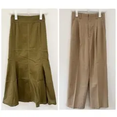 GU ジーユー　マーメイドロングスカート、カラースラックスパンツセット