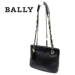 バリー BALLY ショルダーバッグ チェーン タッセル ブラック ゴールド 黒