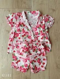 甚平　リボン　苺　さくらんぼ　レース　90センチ