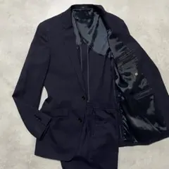 SUIT SELECT スーツ 4S ネイビー 無地 カシミヤ シルク 洗える