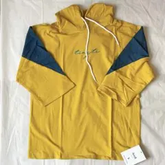 メンズ Tシャツ フード付きパーカー 春夏服 黄色 七分丈