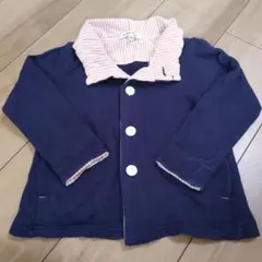 GLOBAL WORK カーディガン キッズM ネイビー/オレンジストライプ