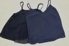 FOREVER 21 プリーツ キャミソール ブラック S 2枚セット