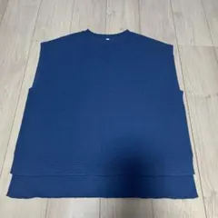 美品　ニットベスト　ブルー　XL