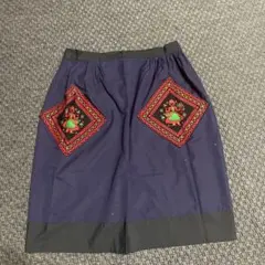 エプロン　くがみちこ　刺繍　Mサイズ 昭和レトロ