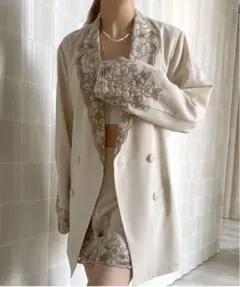 Ameri♡MEDI LACE EMBROIDERY COLLAR JACKET